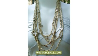 Natural Bead mix Chain Necklace Layered